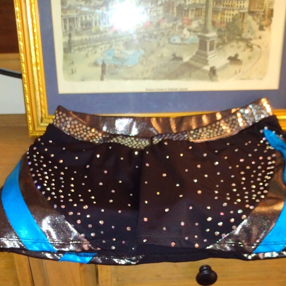 GK Elite Sportswear Silver Blue Black Large Rhinestones 🆕